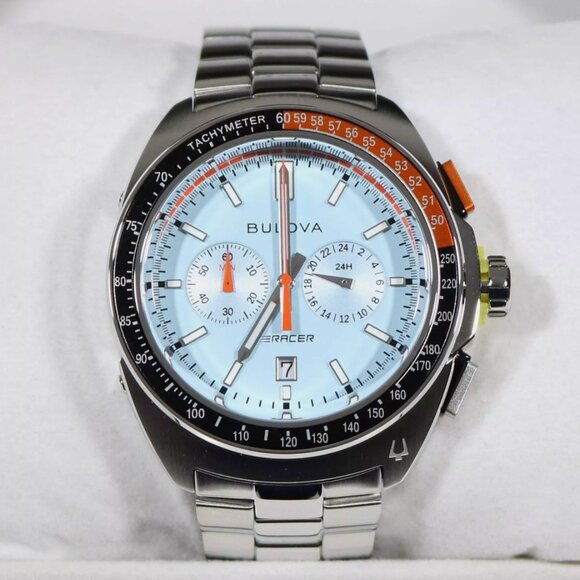 Bulova Men\'s Racer Watch Steel Blue